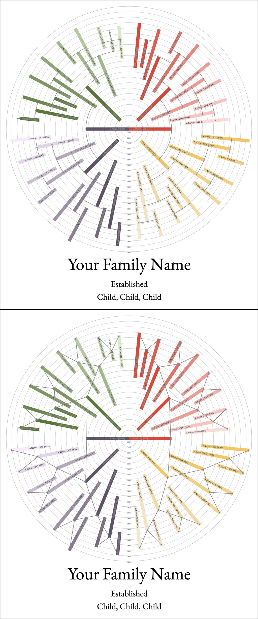 Sunburst Family Tree Print