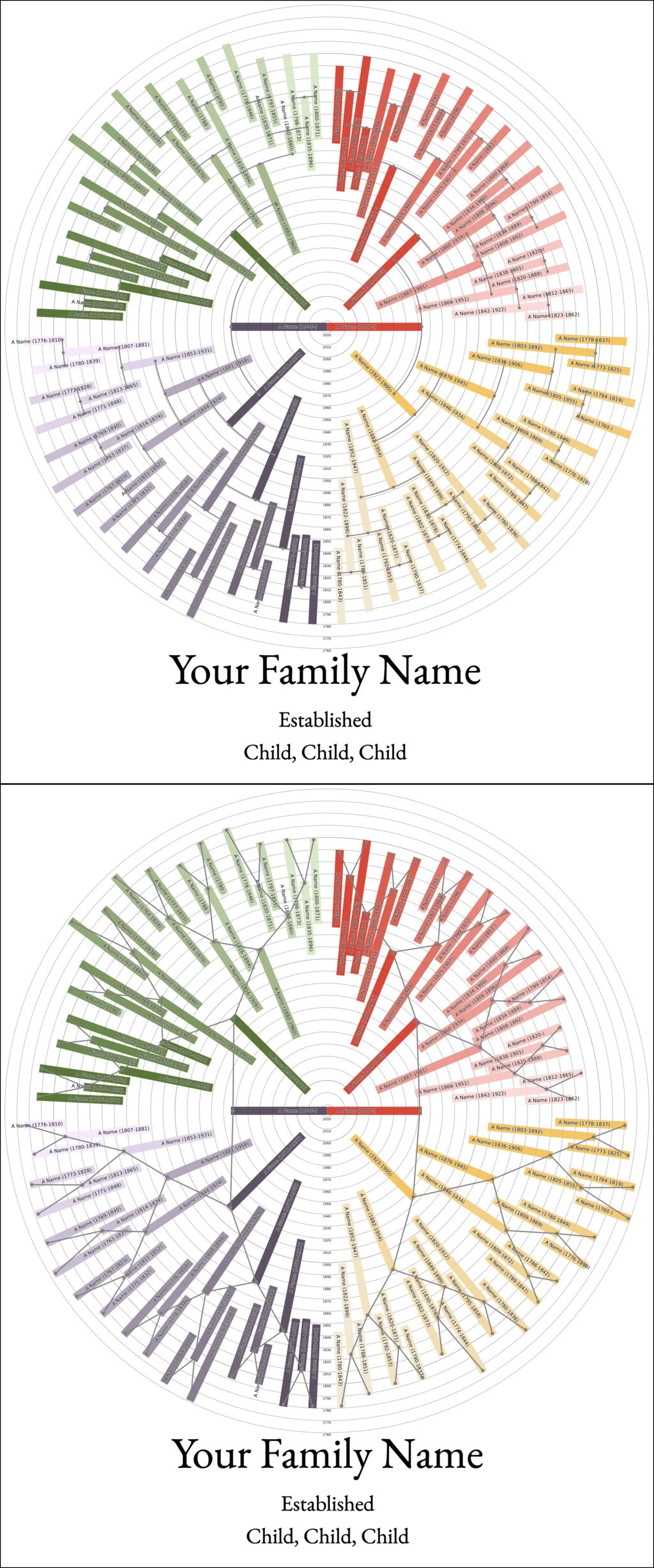 Sunburst Family Tree Print