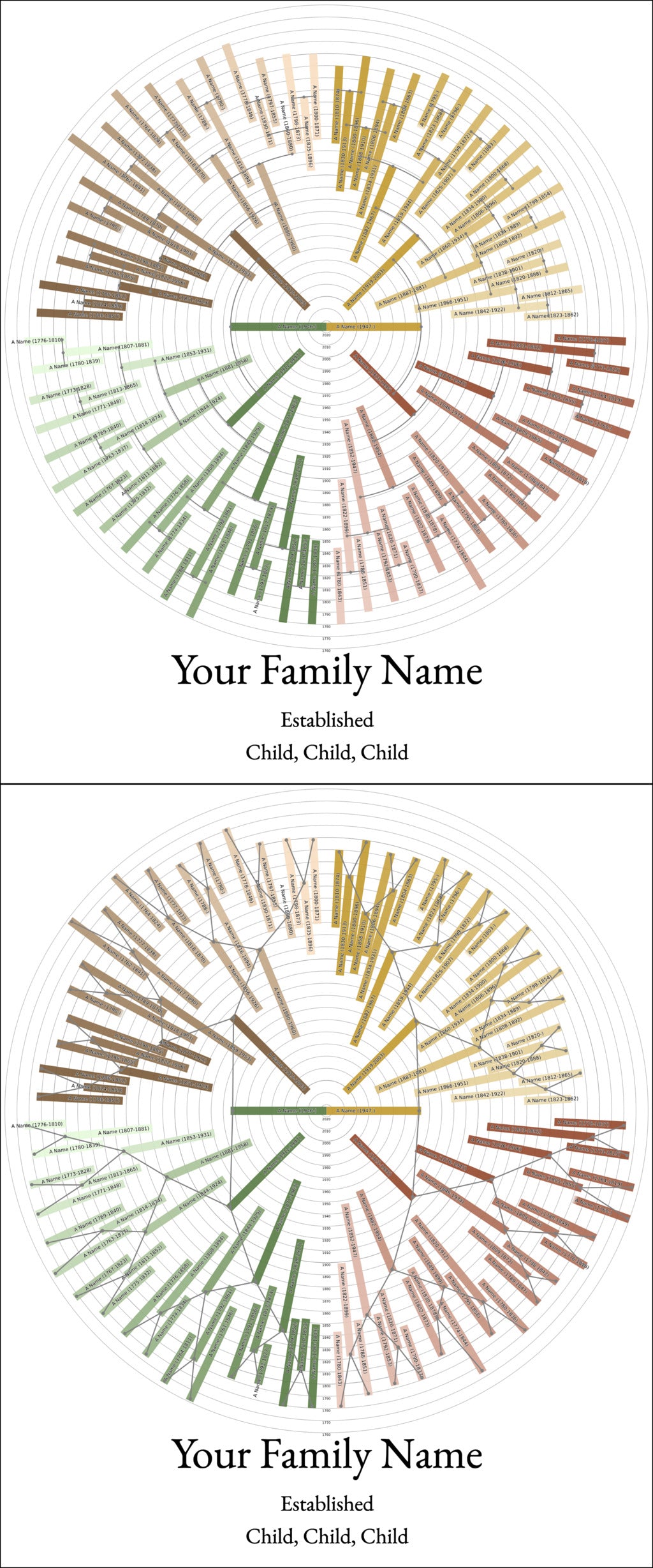 Sunburst Family Tree Print