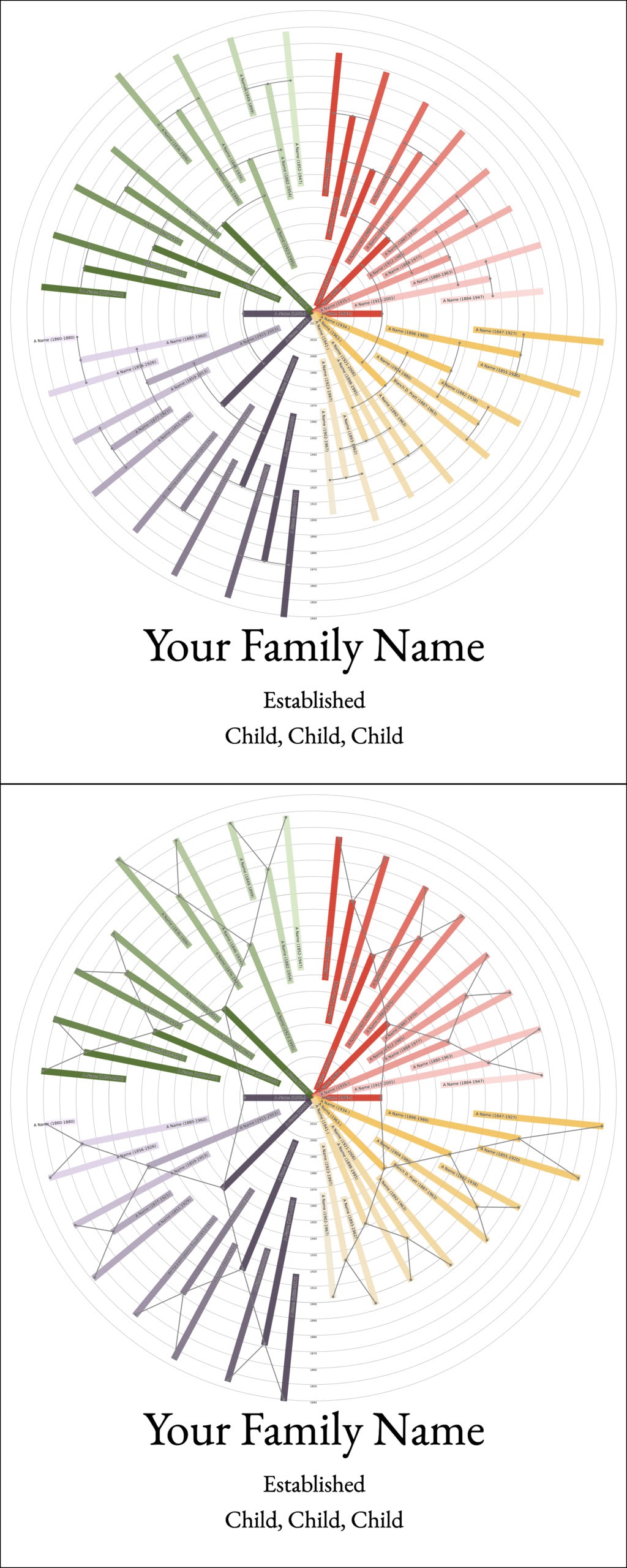 Sunburst Family Tree Print
