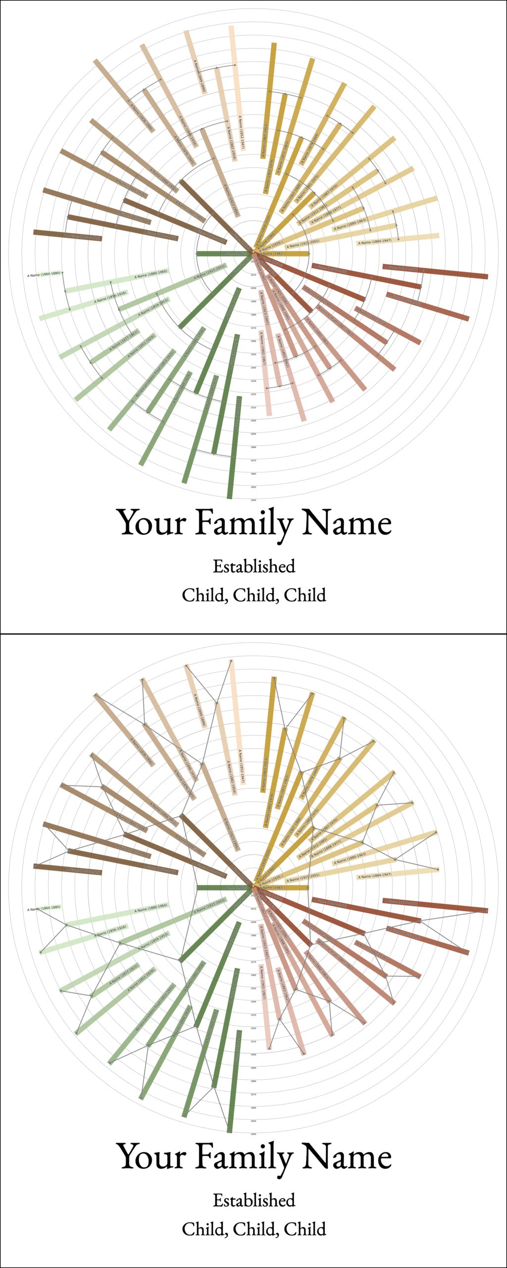 Sunburst Family Tree Print