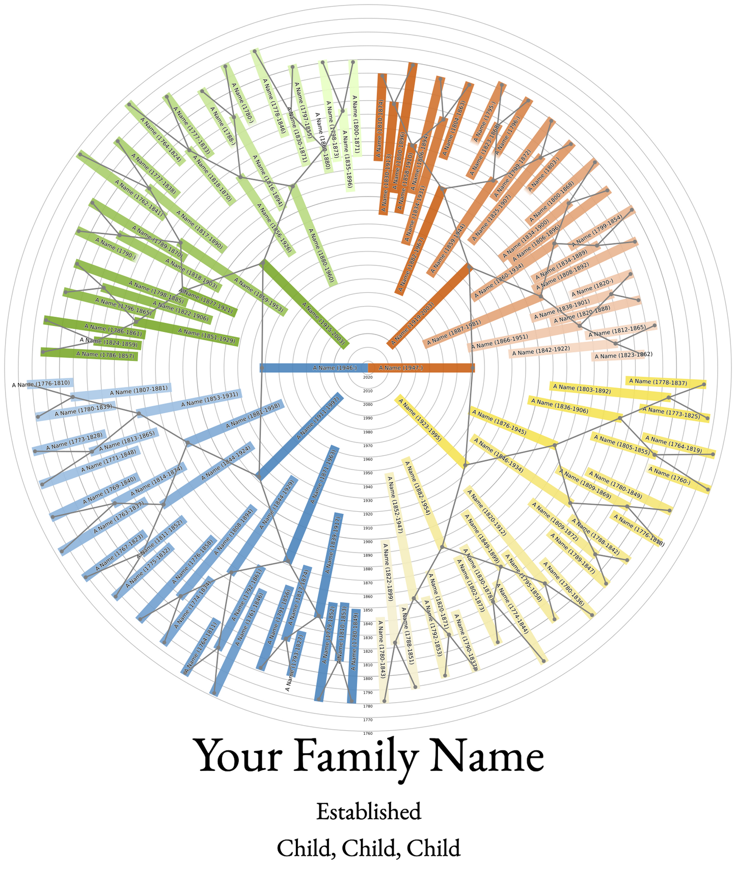 Sunburst Family Tree Print