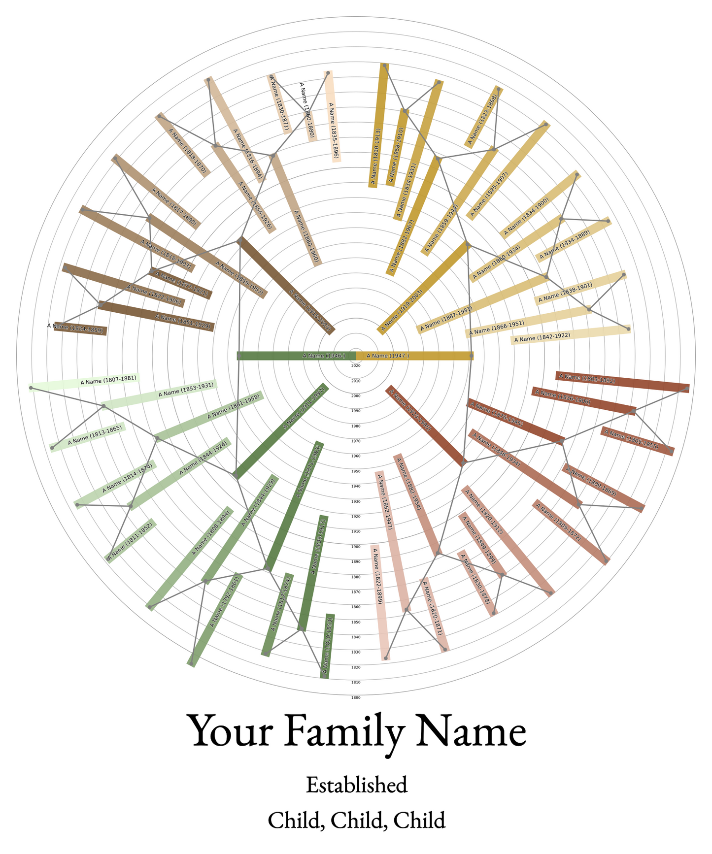 Sunburst Family Tree Print