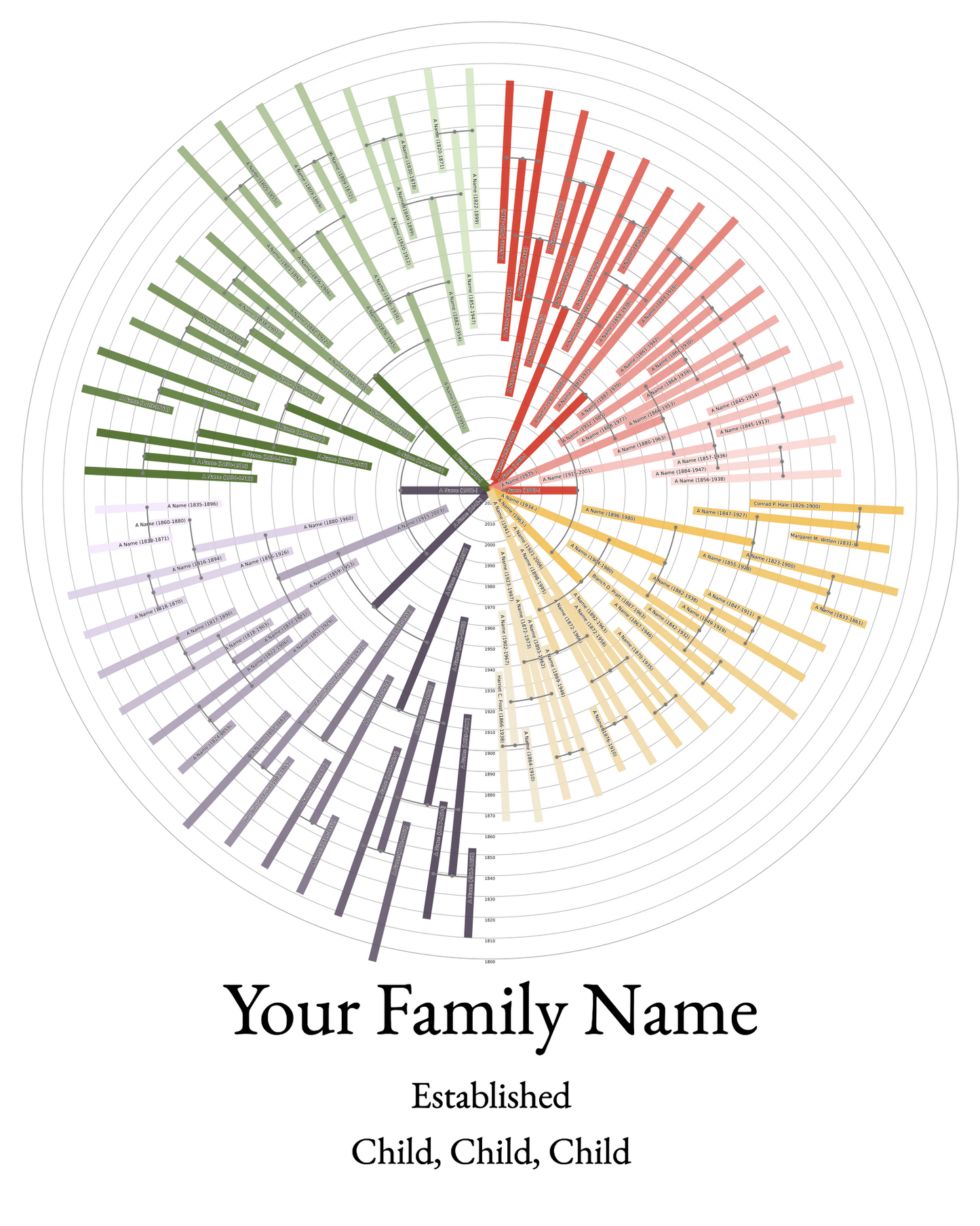 Sunburst Family Tree Print