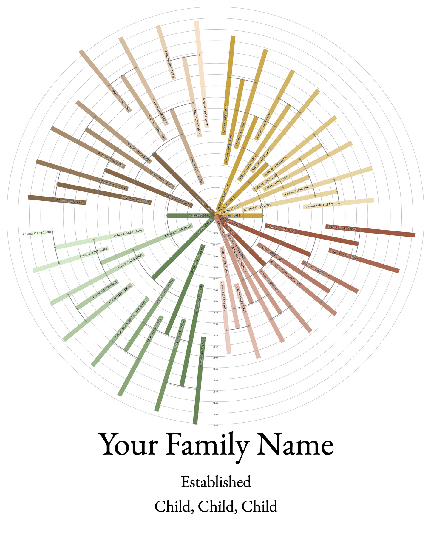 Sunburst Family Tree Print