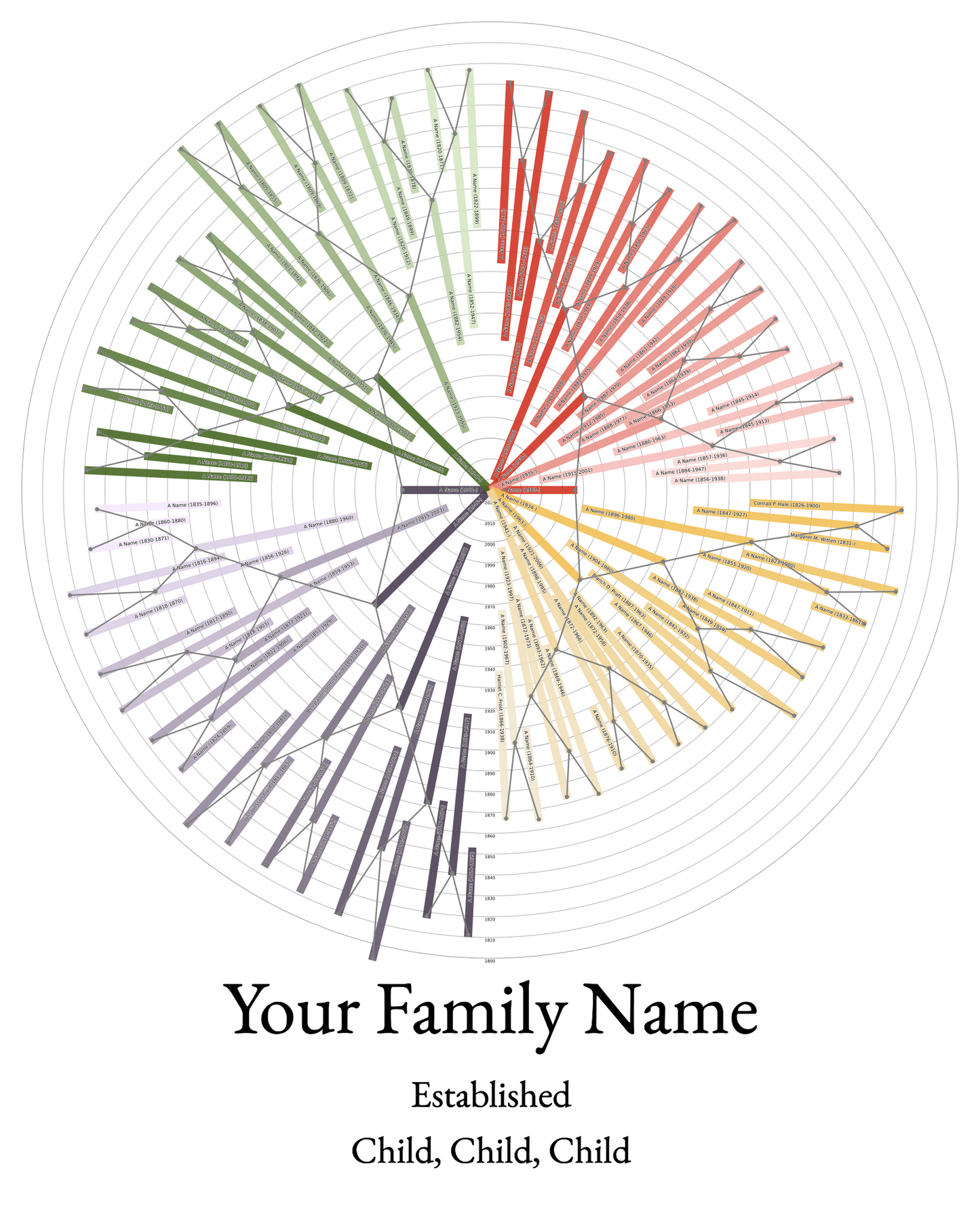 Sunburst Family Tree Print